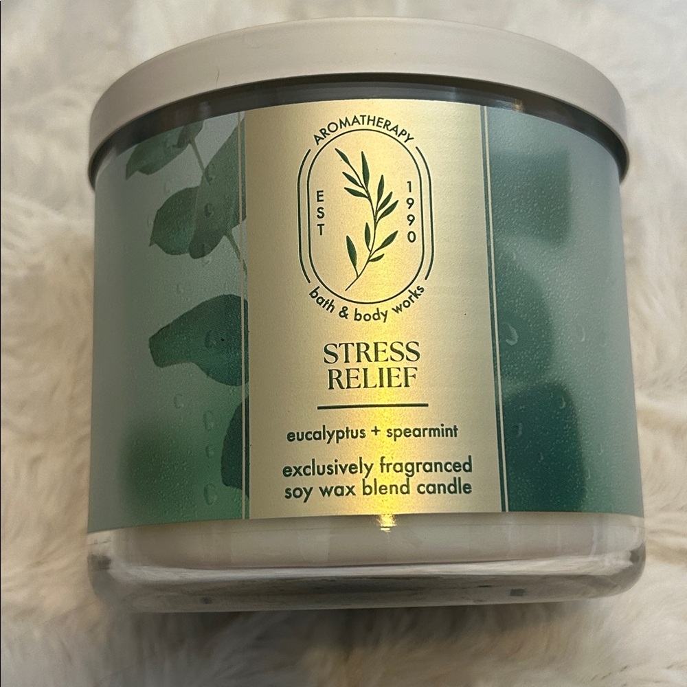 NEW Bath & Body Works Aromatherapy Stress Relief Candle - Eucalyptus & Spearmint - Picture 4 of 8